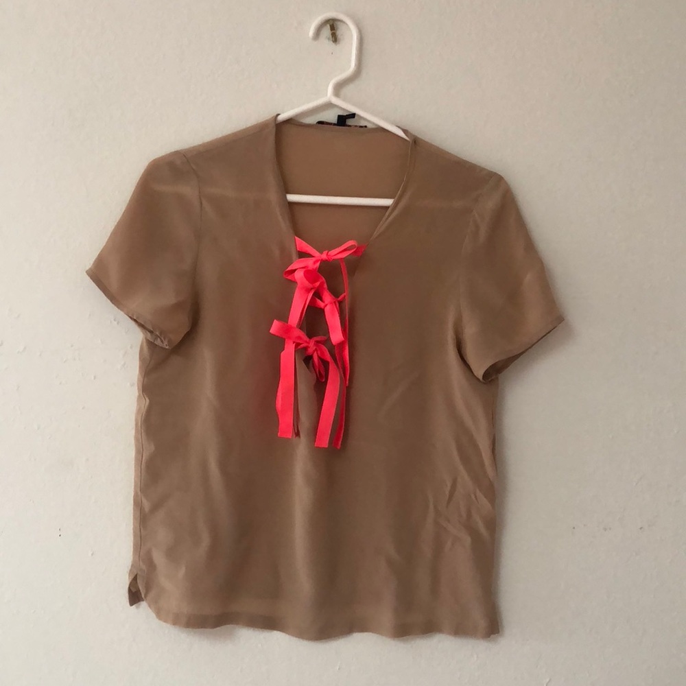 Maje Nude & Neon three tie short sleeve top